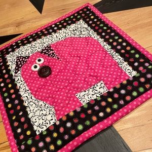 Little piggie pig large hot pot holder 10.5x10.5 pink black new